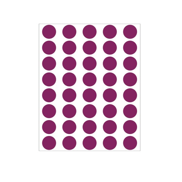 Nevs 1/2" Color Coding Dots Maroon - Sheet Form DOT-12M Maroon - main